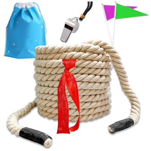 Niantime 25Ft Tug of War Rope for Kids and Adults Natural Cotton Tug of War Rope Tug of War Rope for Family Reunion Party Games Summer Campe Camping Games Outdoor Games Team Building - Image 1