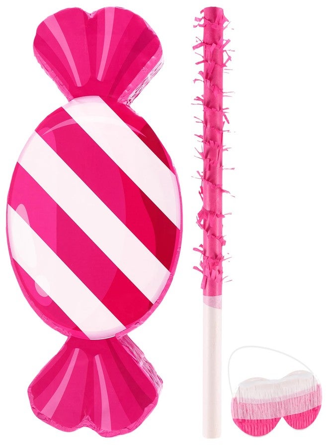 اوريهير بينياتا زينة وردية اللون لحفلات أعياد الميلاد من Aoriher Candy Party مع عصا وعصابة للعينين وحلوى مصاصة، مناسبة لحفلات أعياد الميلاد بنكهة النعناع (Peppermint) - Image 1