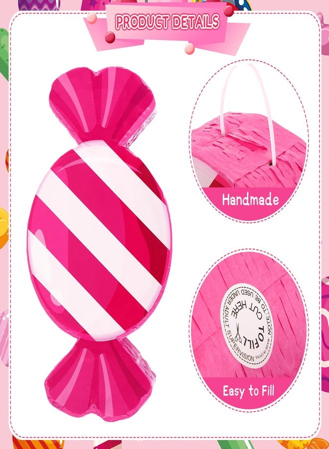 اوريهير بينياتا زينة وردية اللون لحفلات أعياد الميلاد من Aoriher Candy Party مع عصا وعصابة للعينين وحلوى مصاصة، مناسبة لحفلات أعياد الميلاد بنكهة النعناع (Peppermint) - Image 2