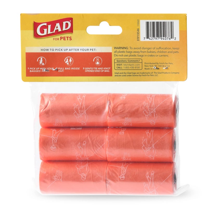 Glad for Pets Heavy Duty Dog Poop Bags - Scented Pet Waste Bag Rolls for Large Dogs & Puppy Supplies, Tear-Resistant Doggie Bags for Waste Cleanup - 6 Rolls, 90 Count - Image 2