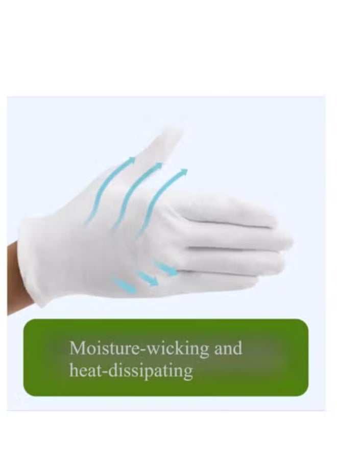12 Pairs Cotton Stretch White Gloves | Medium-Weight, 4 Sizes (S/M/L/XL) | for Ceremony, Polishing, Driving & Labor - Image 5
