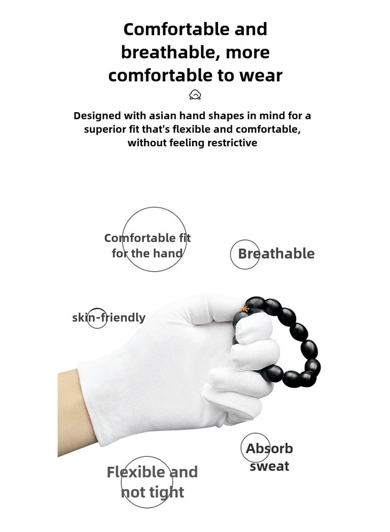 12 Pairs Cotton Stretch White Gloves | Medium-Weight, 4 Sizes (S/M/L/XL) | for Ceremony, Polishing, Driving & Labor - Image 3