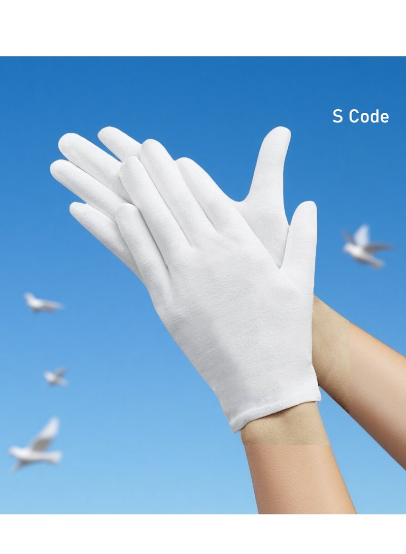 12 Pairs Cotton Stretch White Gloves | Medium-Weight, 4 Sizes (S/M/L/XL) | for Ceremony, Polishing, Driving & Labor - Image 1