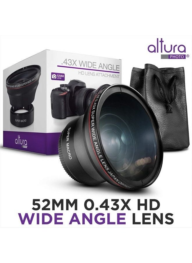 Altura Photo - 52MM 0.43x Altura Photo Professional HD Wide Angle Lens (w/Macro Portion) for Nikon D7100 D7000 D5500 D5300 D5200 D5100 D3300 D3200 D3100 D3000 DSLR Cameras - Image 1