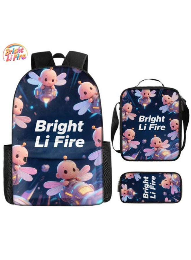 Bright Li Fire Three-piece set of cartoon bags, easily cope with various occasions (students, children, friends' outings, mountain climbing, schooling, etc.) | Backpack + hand-held + stationery bag | School season/holiday gifts - 94 - Image 1