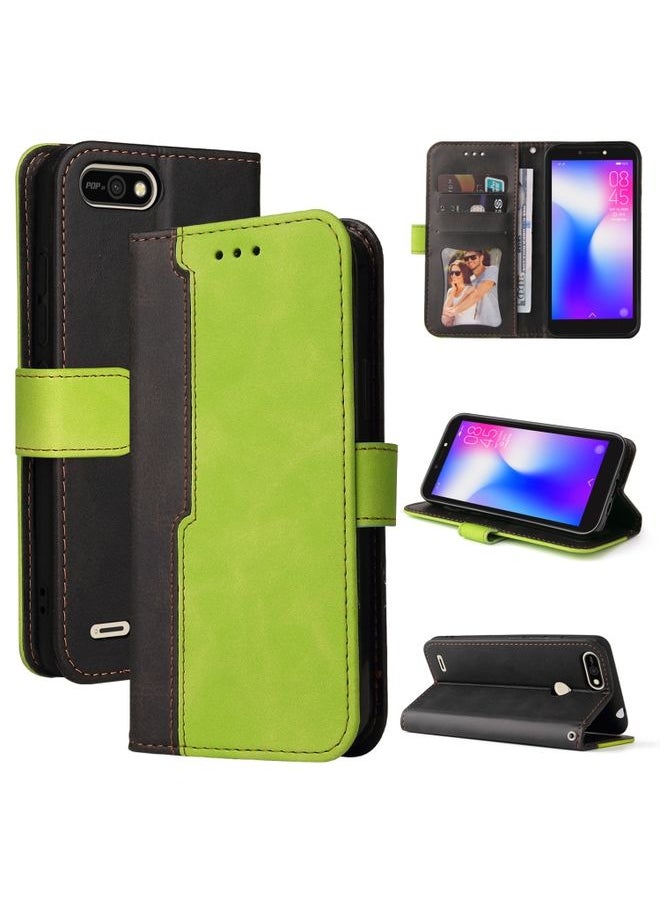 HuHa Case Cover For Business Stitching-Color Horizontal Flip PU Leather Case with Holder & Card Slots & Photo Frame For Tecno Pop 2 F / Pop 2 Power / Itel P13 B1F(Green) 