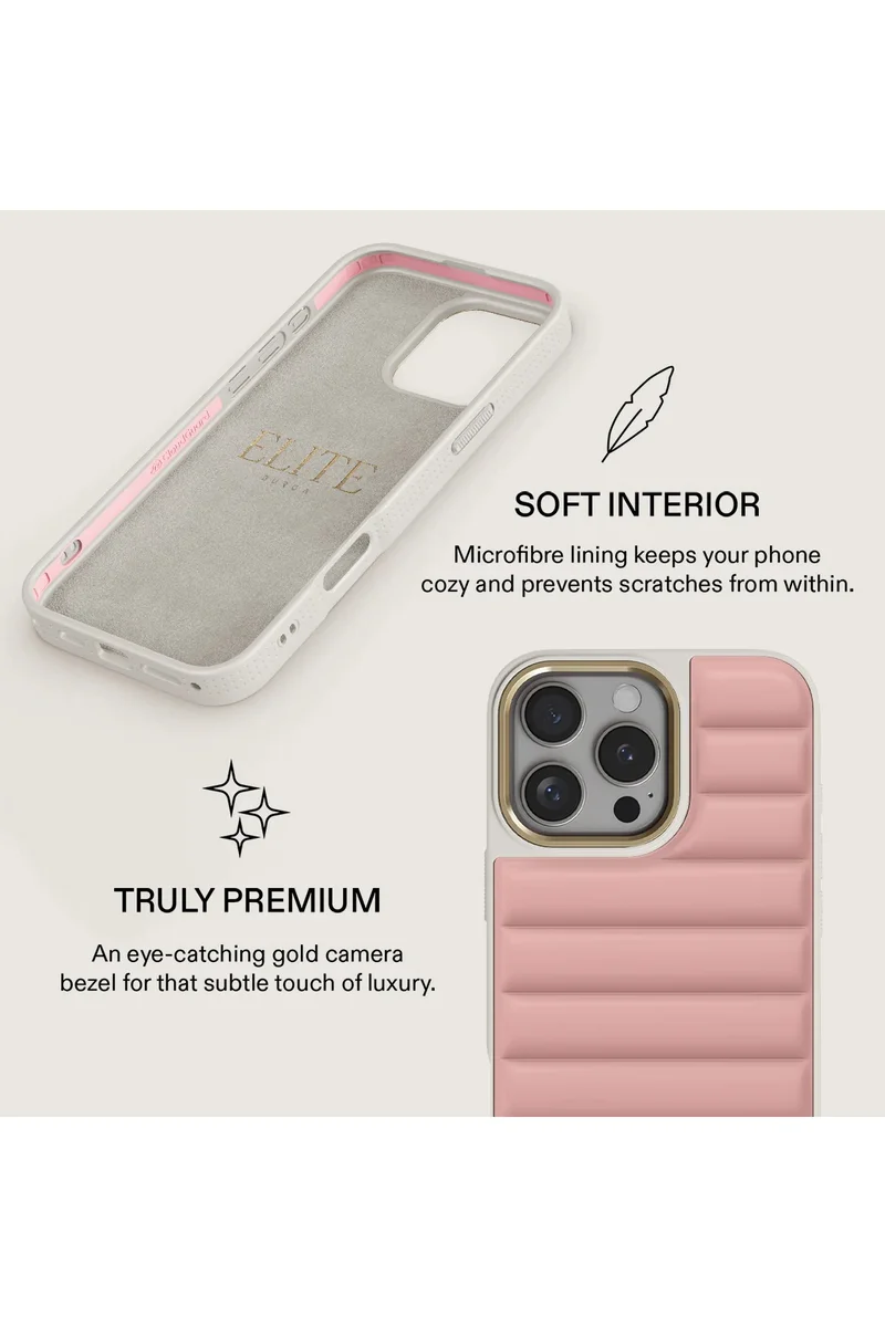 بورجا جراب لهاتف iPhone 16 Pro Max مصنوع من مادة البولي كربونات فائقة النعومة مع نسيج مرن، وامتصاص الصدمات CloudGuard، وهيكل خفيف الوزن، وحماية من السقوط من المستوى العالي Pilates