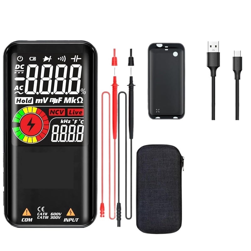 S11/10/20 Smart Digital Multimeter 9999 Counts TRMS Ultra Portable Rechargeable Voltage Tester Color EMF Detector(Bside S11 Black) - Image 1