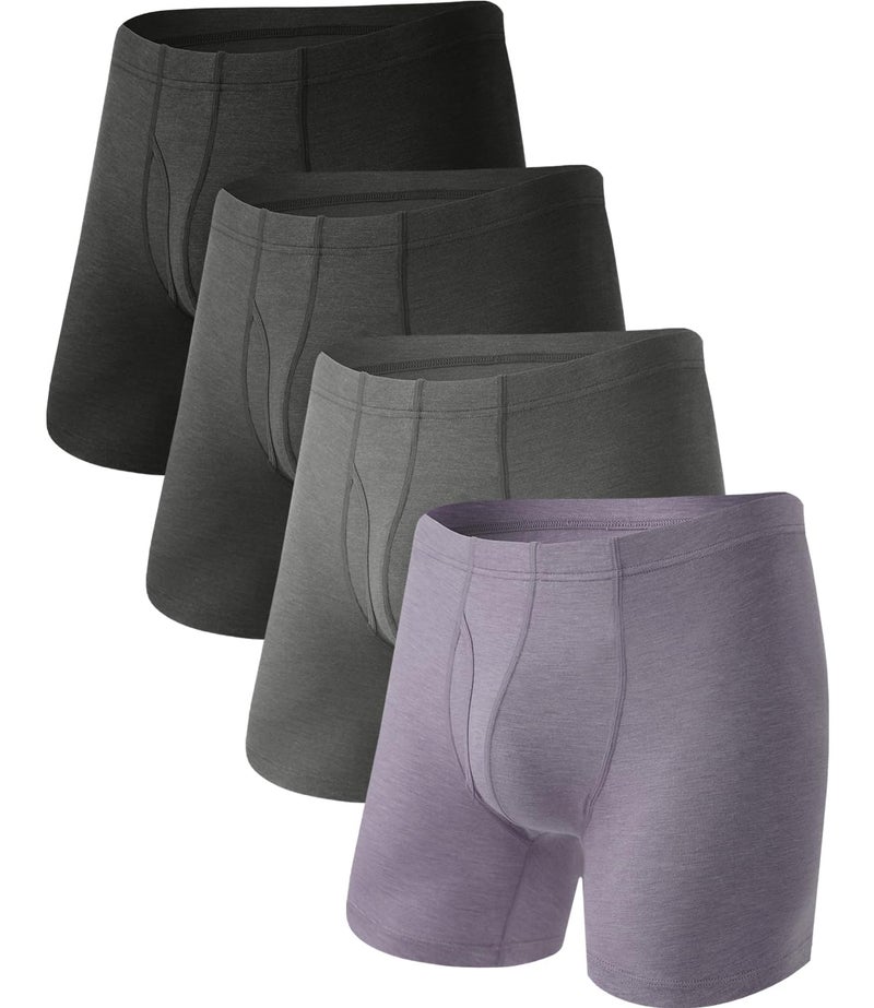 BAMBOO COOL Men's Ultra ComfortSoft Underwear, Moisture Wicking & Breathable No Ride Up Boxer Briefs with Fly, Multipack - Image 1