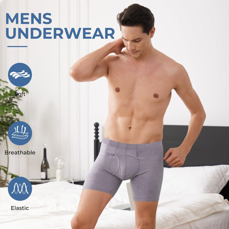 BAMBOO COOL Men's Ultra ComfortSoft Underwear, Moisture Wicking & Breathable No Ride Up Boxer Briefs with Fly, Multipack - Image 3