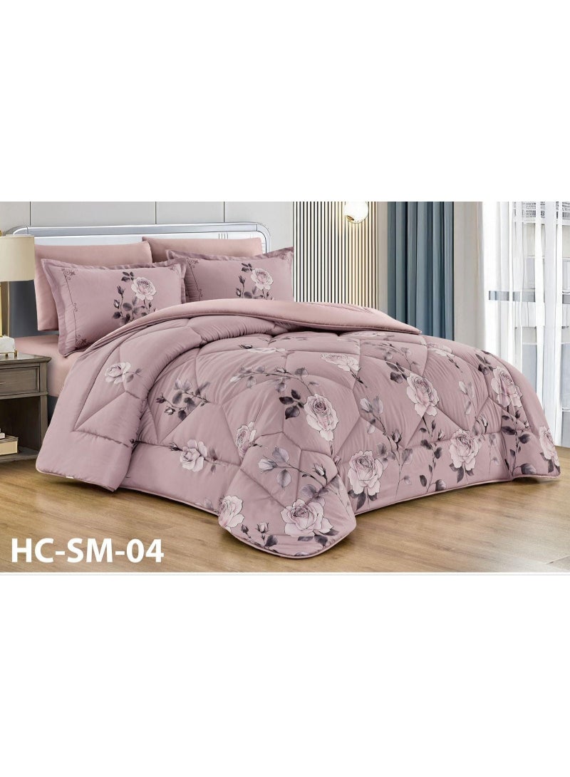 6-piece floral bedspread set for a double bed, modern design, size 260x240 cm.