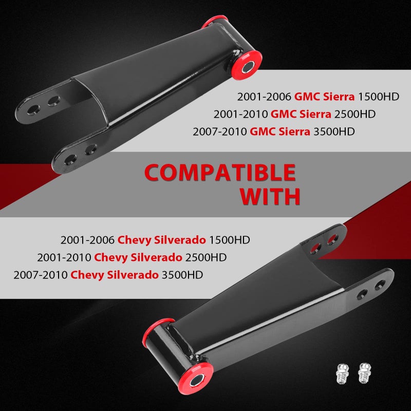 Parfyter 3 Inch Rear Drop Lowering Shackle Suspension Kit Compatible With 2001-2010 Chevrolet Silverado 1500 2500 3500 HD/GMC Sierra 1500 2500 3500 HD Models - OEM 410730 - Image 2