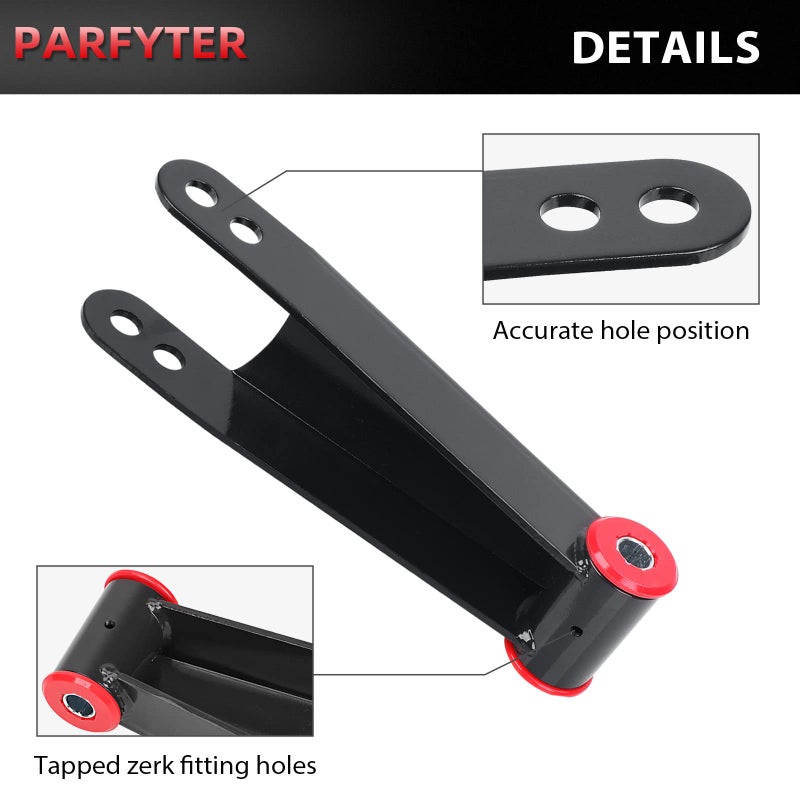 Parfyter 3 Inch Rear Drop Lowering Shackle Suspension Kit Compatible With 2001-2010 Chevrolet Silverado 1500 2500 3500 HD/GMC Sierra 1500 2500 3500 HD Models - OEM 410730 - Image 4