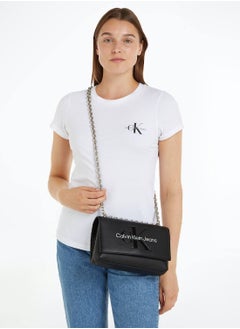 Calvin Klein Jeans Women's Convertible Shoulder Bag -  smooth faux leather exterior, Black  - Image 2
