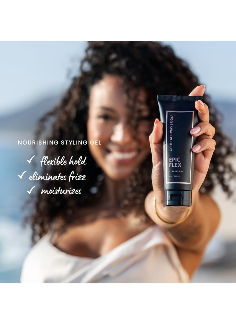 Beachwaver - Beachwaver Epic Flex Styling Gel - Lightweight, Non-Sticky Hair Gel for Women, Men, Kids with Rice Protein & Botanicals - Flexible Hold, Frizz Control and Style Definition - Vegan (4 Fl Oz) - Image 1