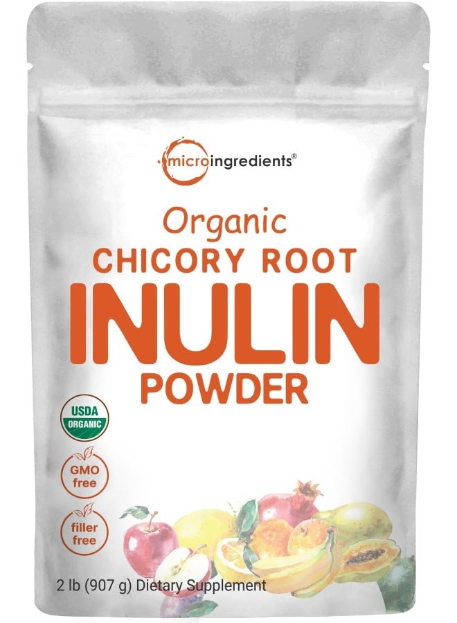 Micro Ingredients مسحوق إنولين جذر الهندباء العضوي من مايكرو إنغريدينتس، 2 باوند - Image 1