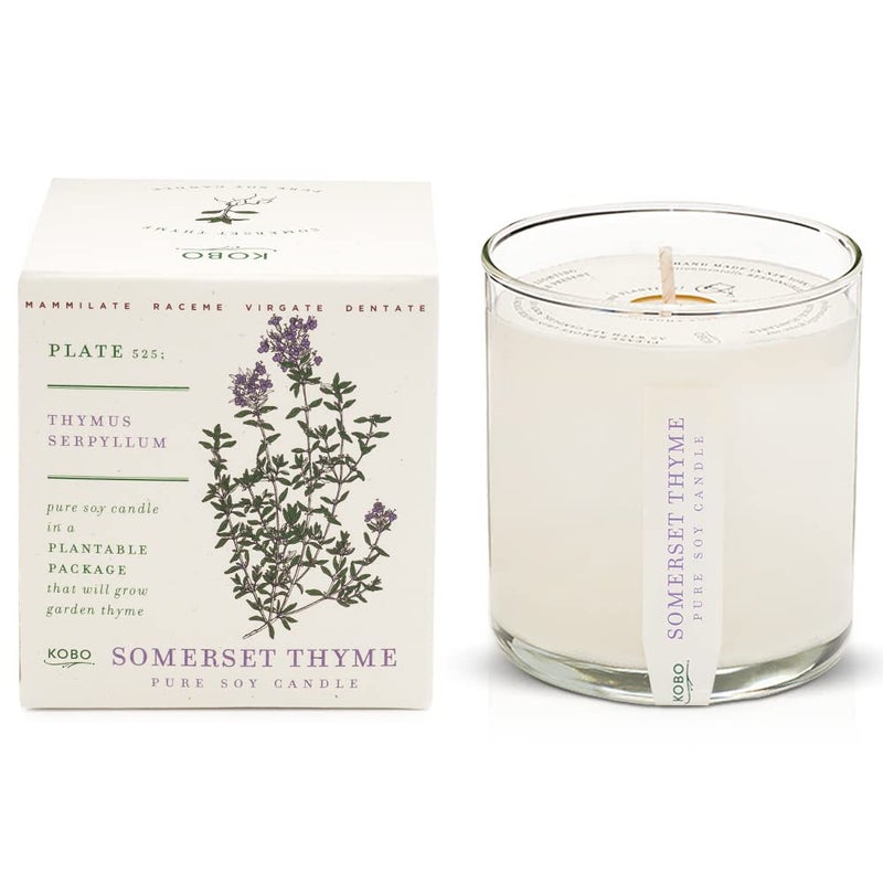 KOBO Somerset Thyme Candle with Plantable Box (9 oz) | Plant The Box Collection, 100% Pure Soy Wax Candles | Hand-Poured in USA | Long Lasting 60 Hour Burning Candles | Scented Candles for Home