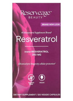 Reserveage Resveratrol Trans-Resveratrol 250 mg 120 Veggie Capsules 