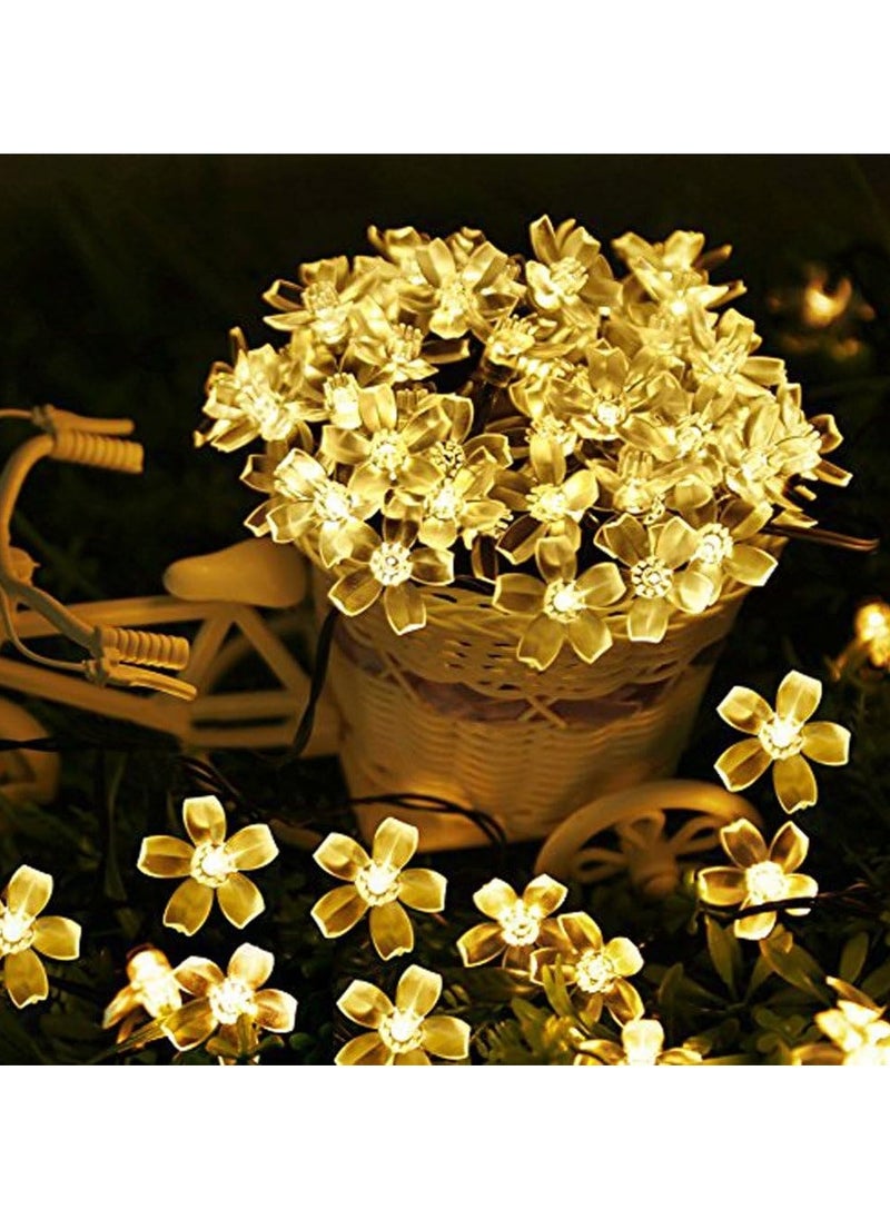 Generic Cherry Blossom String  Lights Battery Powered 50LED Flower String Lights  for Home Party Wedding Festival Decorations Warm White  - Image 1