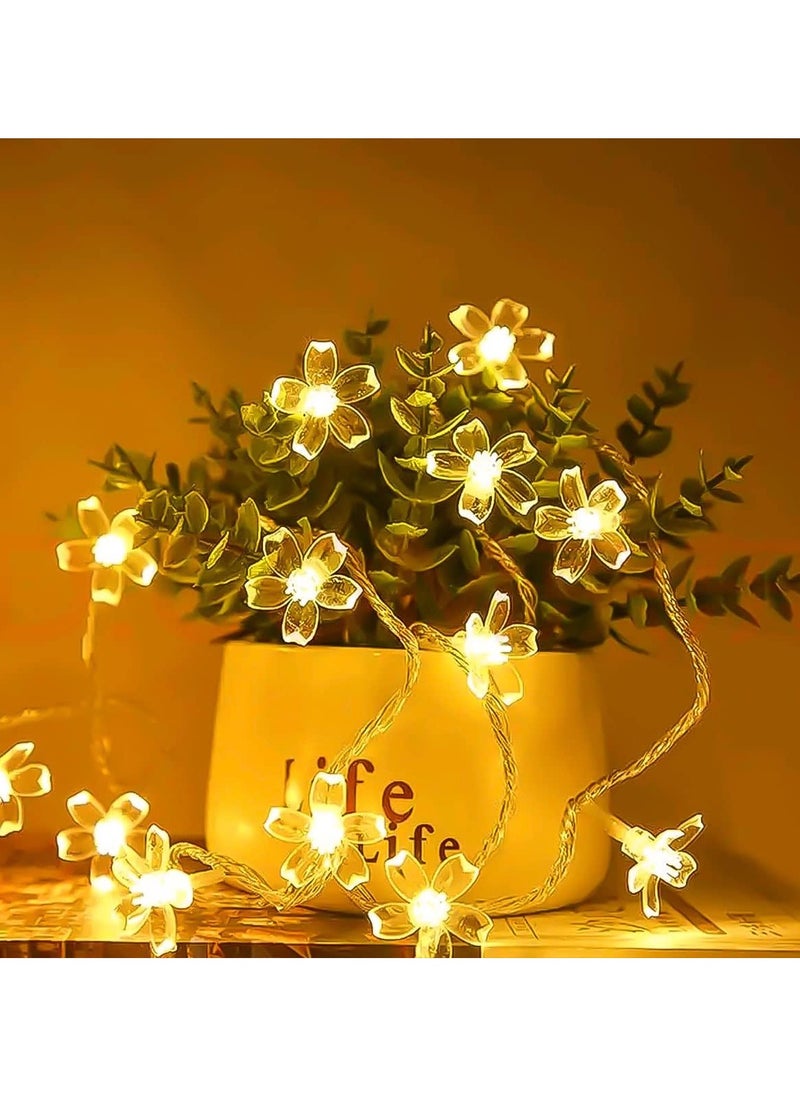 Generic Cherry Blossom String  Lights Battery Powered 50LED Flower String Lights  for Home Party Wedding Festival Decorations Warm White  - Image 2