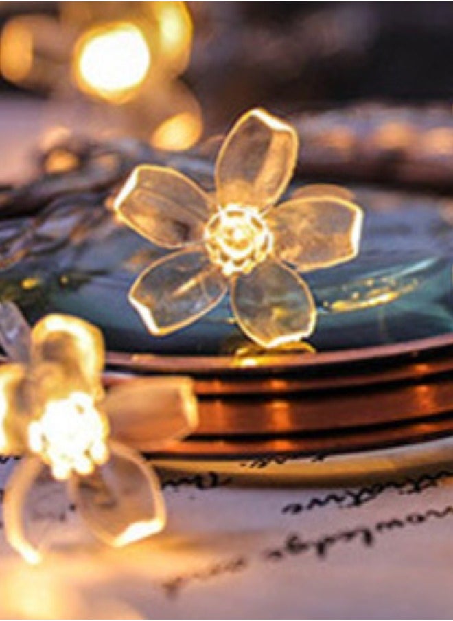 Generic Cherry Blossom String  Lights Battery Powered 50LED Flower String Lights  for Home Party Wedding Festival Decorations Warm White  - Image 4
