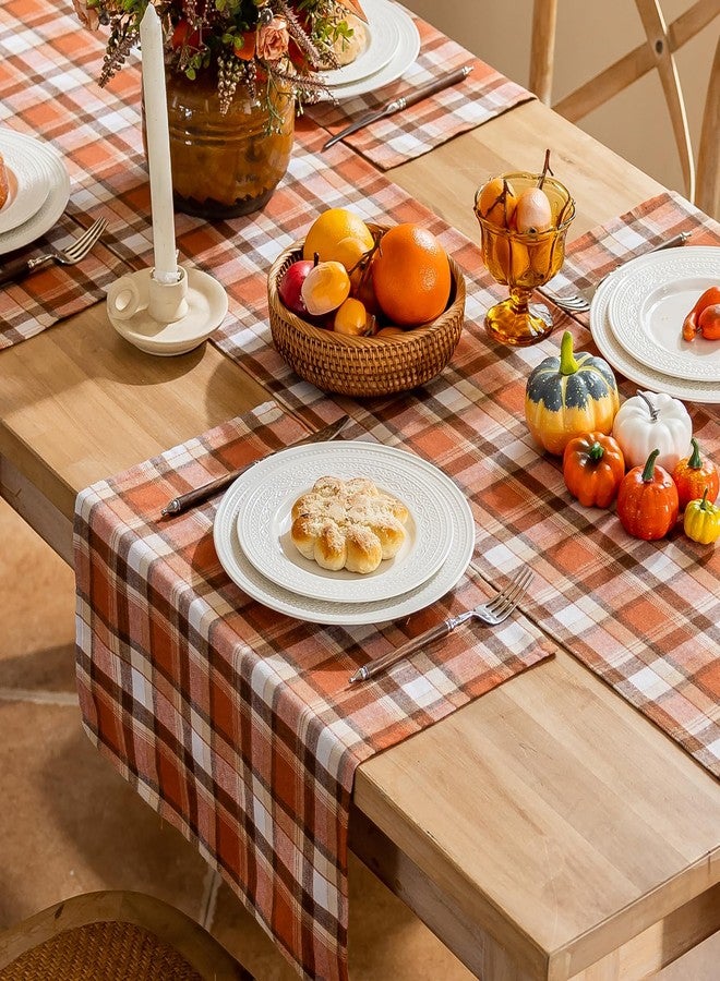 Joyfol Day 4-Pack Rust Tartan Cloth Napkins - 17x17 Inch Fall & Thanksgiving Plaid Dinner Napkins, Washable for Halloween Table Decor (Set of 4) - Image 2