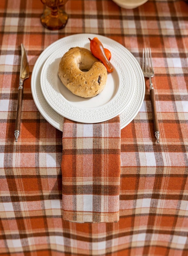 Joyfol Day 4-Pack Rust Tartan Cloth Napkins - 17x17 Inch Fall & Thanksgiving Plaid Dinner Napkins, Washable for Halloween Table Decor (Set of 4) - Image 4