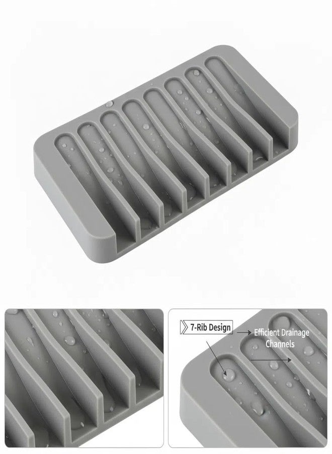 Asltw 2 PCS Soap Holder, Self Draining Soap Dishes, Premium Silicone Soap Holder, Bathroom, Kitchen, Sponges, Keep Soaps Bars Dry Clean, Extend Life Easy Clean Non - Slip Design - Image 4