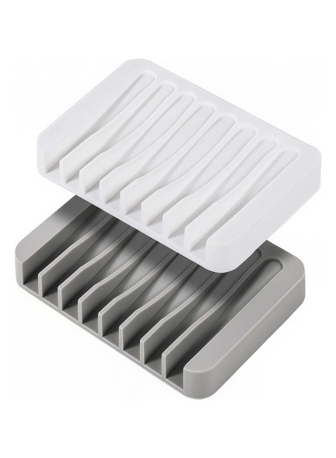 Asltw 2 PCS Soap Holder, Self Draining Soap Dishes, Premium Silicone Soap Holder, Bathroom, Kitchen, Sponges, Keep Soaps Bars Dry Clean, Extend Life Easy Clean Non - Slip Design - Image 1
