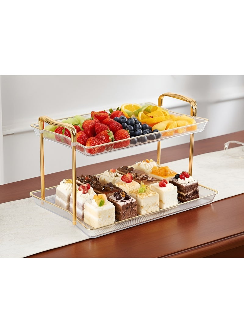 كوزي نست صواني تقديم الفاكهة متعددة الطبقات بمقابض ذهبية، أطباق طاولة مستديرة للديكور المنزلي للطعام، وحفلات الكيك، وحامل المعجنات، والكوكتيل، وتناول الطعام والقهوة - Image 1