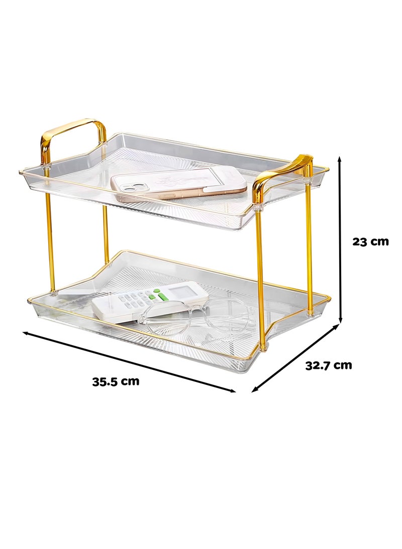 كوزي نست صواني تقديم الفاكهة متعددة الطبقات بمقابض ذهبية، أطباق طاولة مستديرة للديكور المنزلي للطعام، وحفلات الكيك، وحامل المعجنات، والكوكتيل، وتناول الطعام والقهوة - Image 4