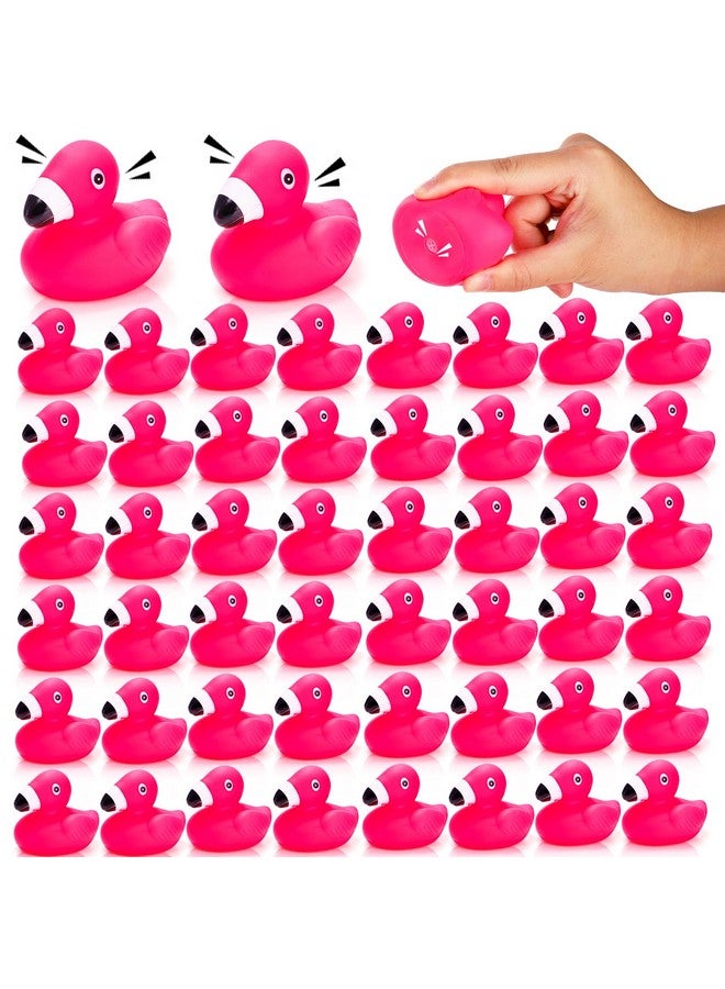 Goaste 50 Pieces Flamingo Rubber Ducks Bulk, Mini Pink Flamingo Bath Toys, Cute Floating Squeaky Bathtub Ducks for Baby Shower, Birthday Party, Cake Decoration, Classroom Prizes - Image 1