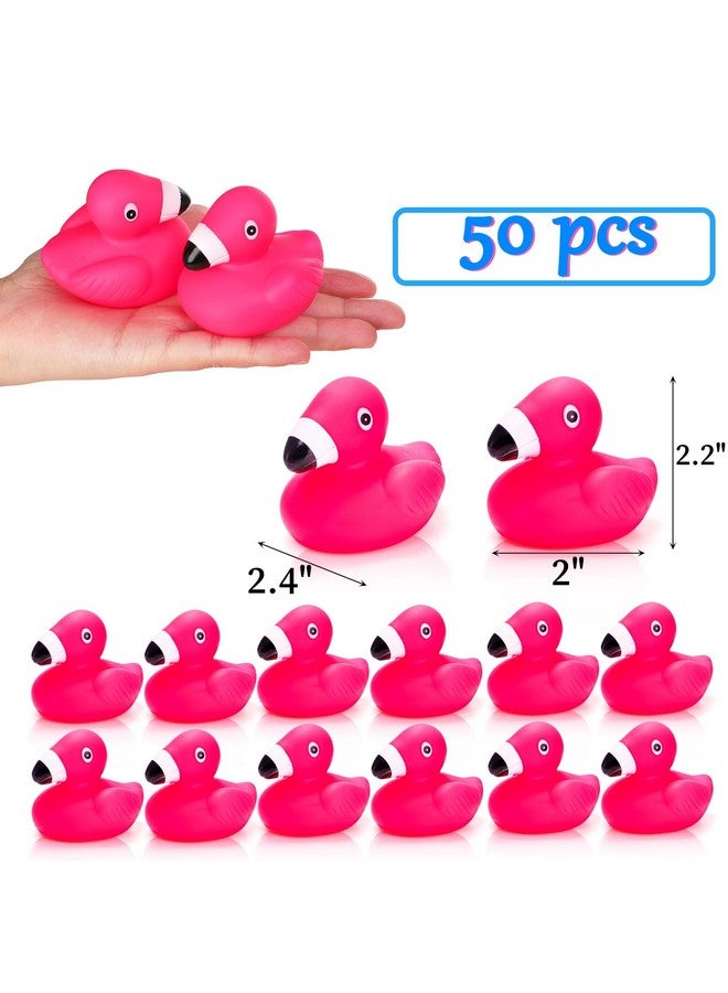 Goaste 50 Pieces Flamingo Rubber Ducks Bulk, Mini Pink Flamingo Bath Toys, Cute Floating Squeaky Bathtub Ducks for Baby Shower, Birthday Party, Cake Decoration, Classroom Prizes - Image 2
