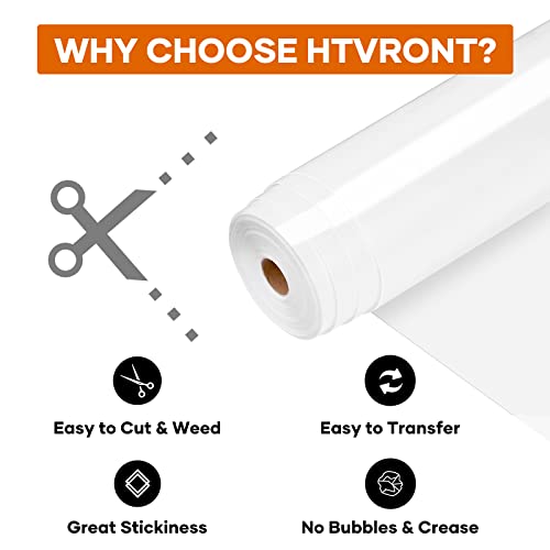 HTVRONT Heat Transfer Vinyl White Iron on Vinyl-12 x 60FT White HTV Vinyl Roll Easy to Cut & Weed for Heat Vinyl Design - Image 3