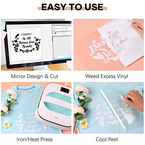 HTVRONT Heat Transfer Vinyl White Iron on Vinyl-12 x 60FT White HTV Vinyl Roll Easy to Cut & Weed for Heat Vinyl Design - Image 4