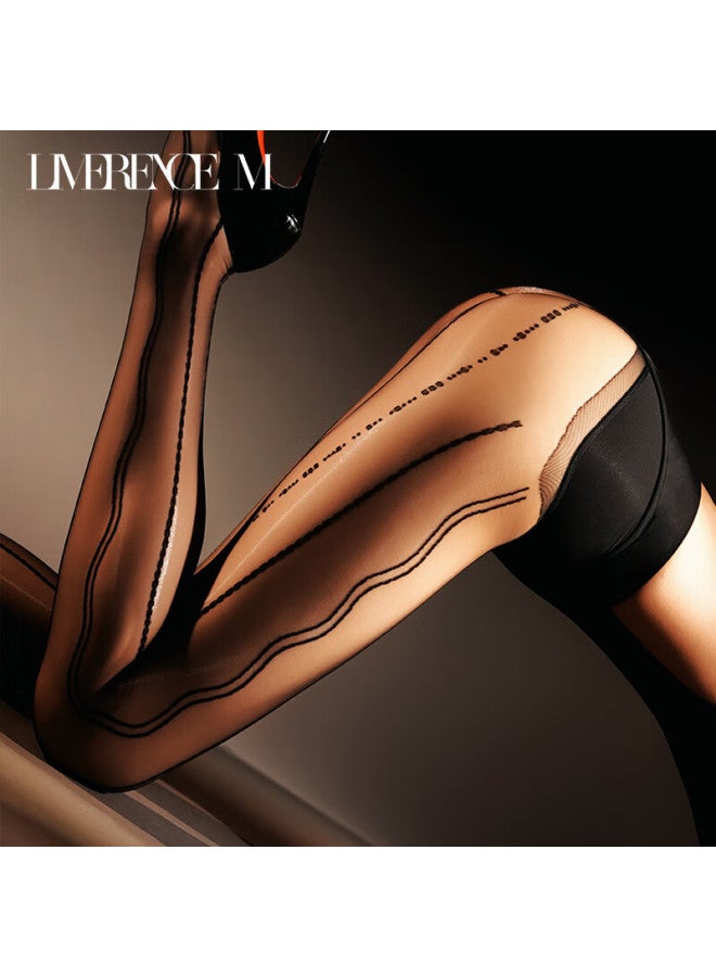 Limerence M Lace Jacquard Stockings Ultra-thin Black Silk Temptation Seamless Leggings Plum Purple 1 Pair M - Image 3