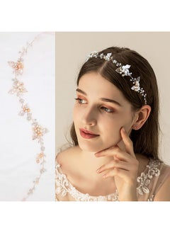 Oriamour Bridal Crystal Headband With Freshwater Pearls Flower Design Wedding Hair Accessories (Rose Gold)  - Image 2