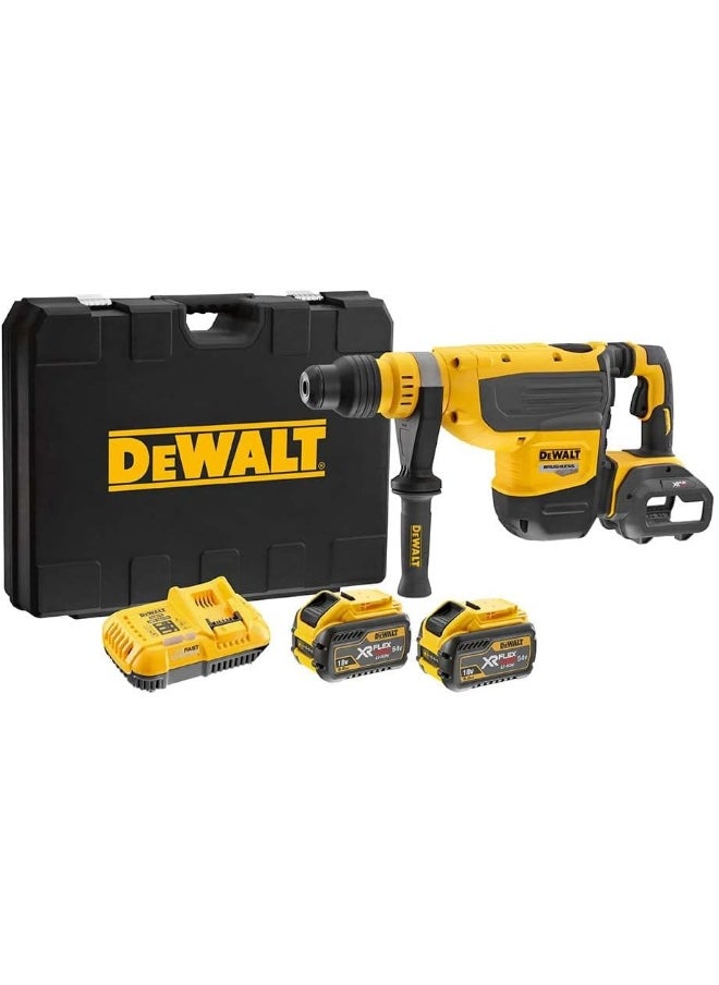 DEWALT - Dewalt  DCH733X2-GB 48Mm 54V Xr Flex Volt Sds-Max Hammer With Extra Battery  Yellow Black - Image 1