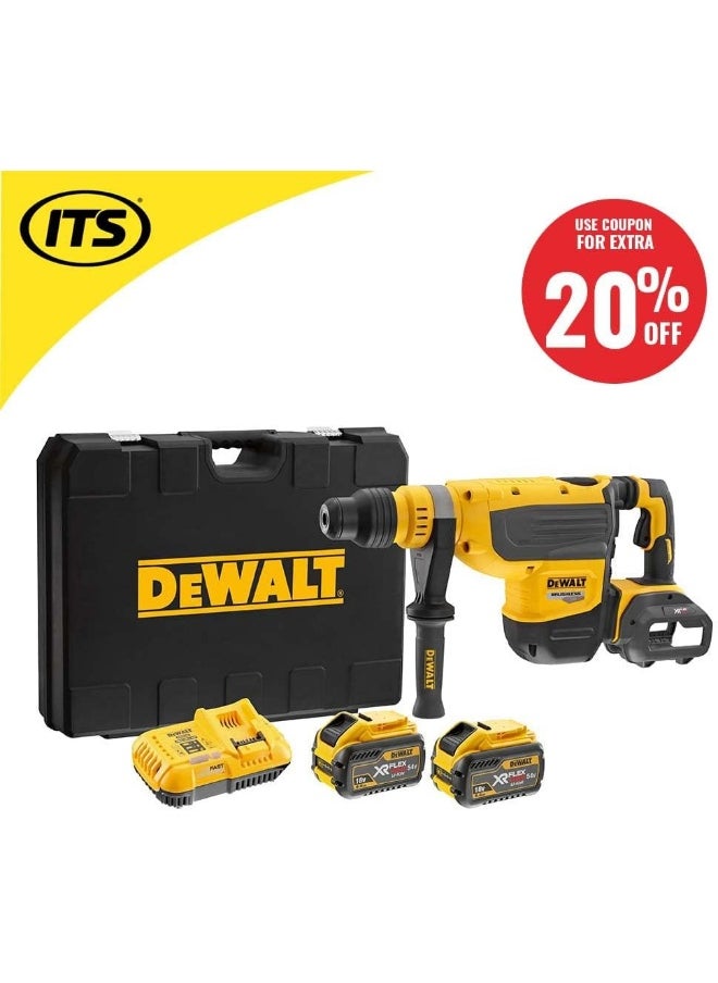 DEWALT - Dewalt  DCH733X2-GB 48Mm 54V Xr Flex Volt Sds-Max Hammer With Extra Battery  Yellow Black - Image 1