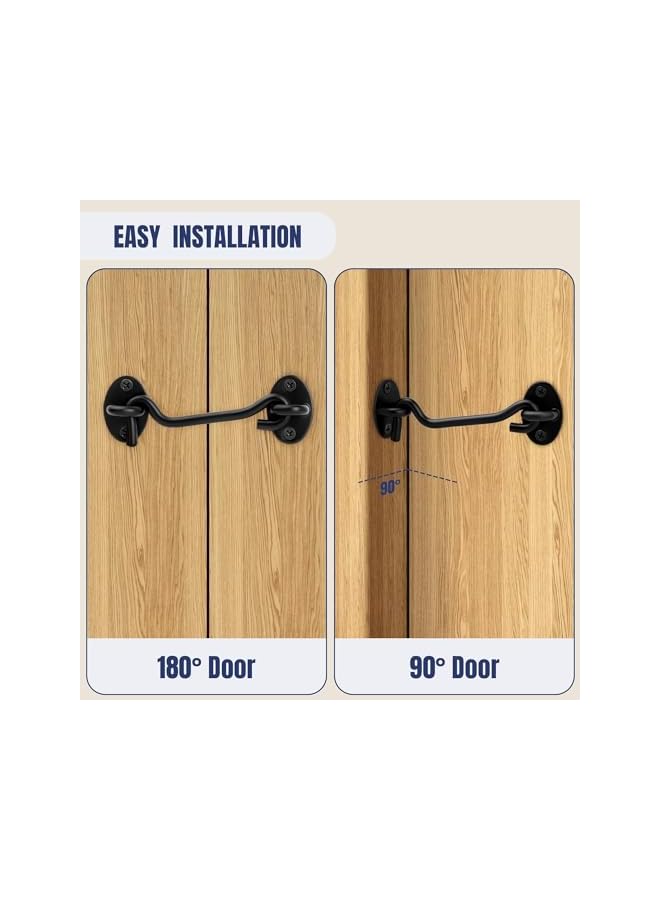 promass Privacy Hook and Eye Latch, 4 Inch Heavy Duty Barn Door Lock Latch, Gate Lock Cabin Hook for Sliding Door, Black Gate Latches Hardware for Window, Shed, Fence, Gate, Cabinet, Closet - Image 4