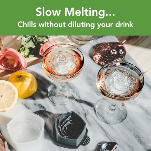 Tovolo Rose Shaped Ice Molds, Set of 2 - Large Romantic Ice Mold Gift - Unique Ice Mold Chills Drinks - Odor-Free Freezer Storage, Dishwasher-Safe with Silicone Plunger - Image 2