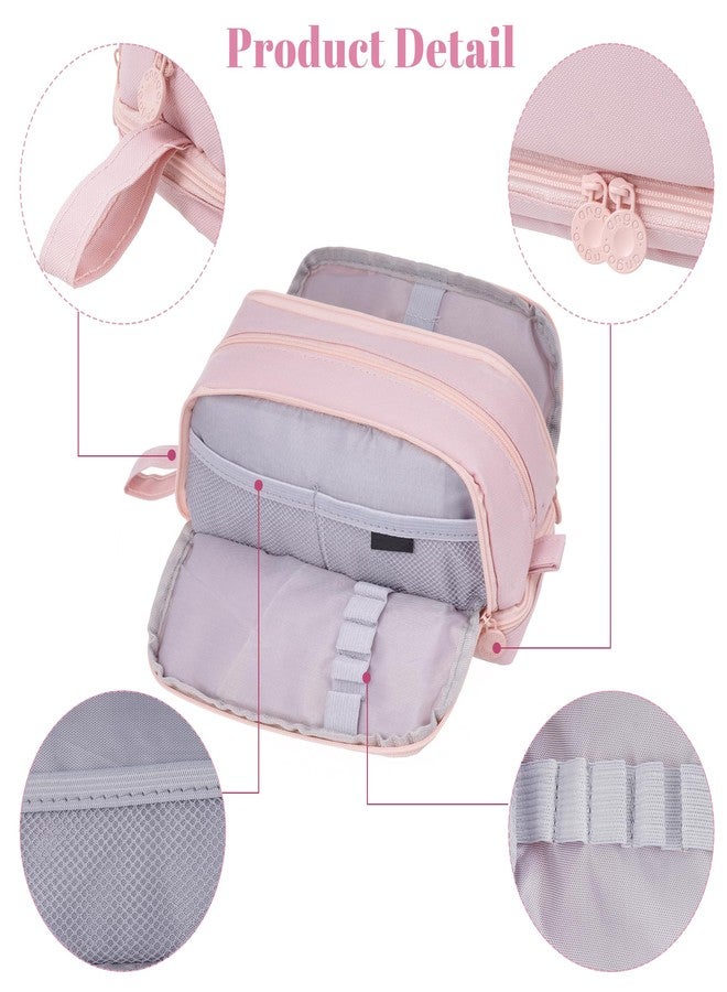 Ishua Pink Extra Large Special Design Portable Pencil Pouch - Big Pencil Bag with Zipper, Pink Pencil Case for Women - Image 3