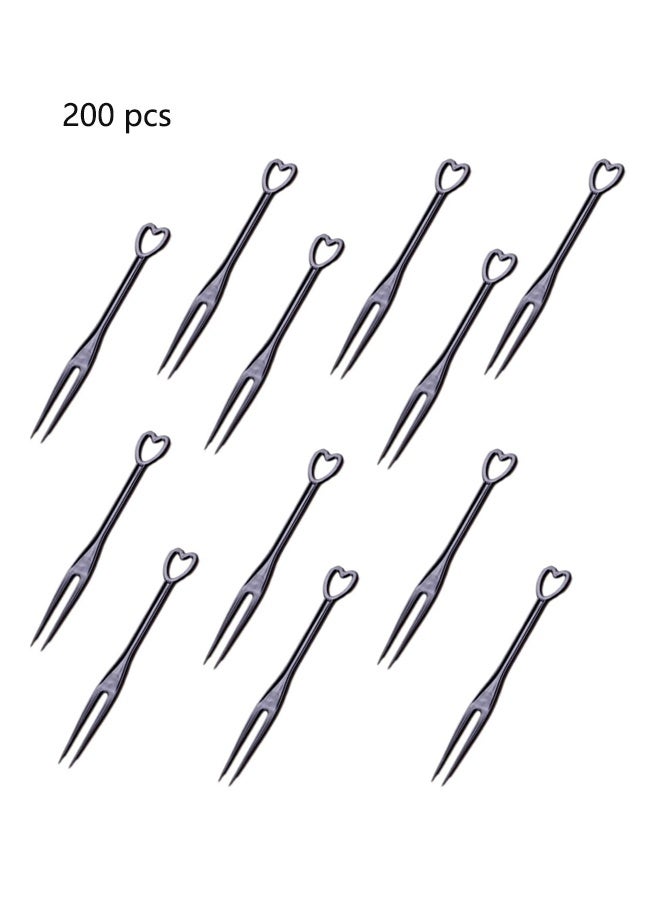 200 Pieces Disposable Plastic Fruit Forks for Family Party Birthday Party Wedding Dessert Cake Forks,Black, with individual packaging  - Image 1