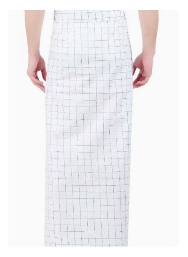 SKYLINE - Men's Cotton Check White and Navy Blue Lining Shade Lungi - Image 1