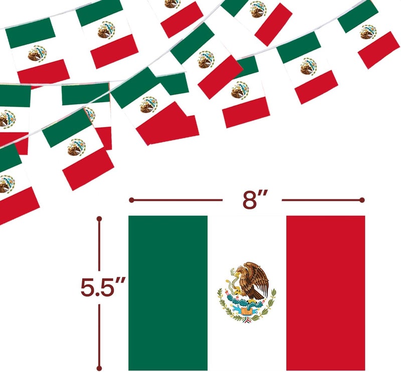 Anley United Mexican States String Pennant Banners - Patriotic Events 16th of September Mexican Independence Decoration Sports Bars - 33 Feet 38 Flags - Image 3