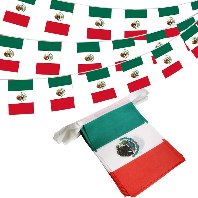 Anley United Mexican States String Pennant Banners - Patriotic Events 16th of September Mexican Independence Decoration Sports Bars - 33 Feet 38 Flags - Image 1