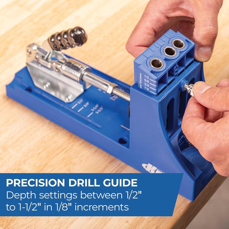 Kreg K4 Pocket Hole Jig - Adjustable, Versatile Jig for Strong Joints - Create Perfect, Rock-Solid Joints - Easily Adjustable Drill Guides - For Materials 1/2" to 1 1/2" Thick - Image 3