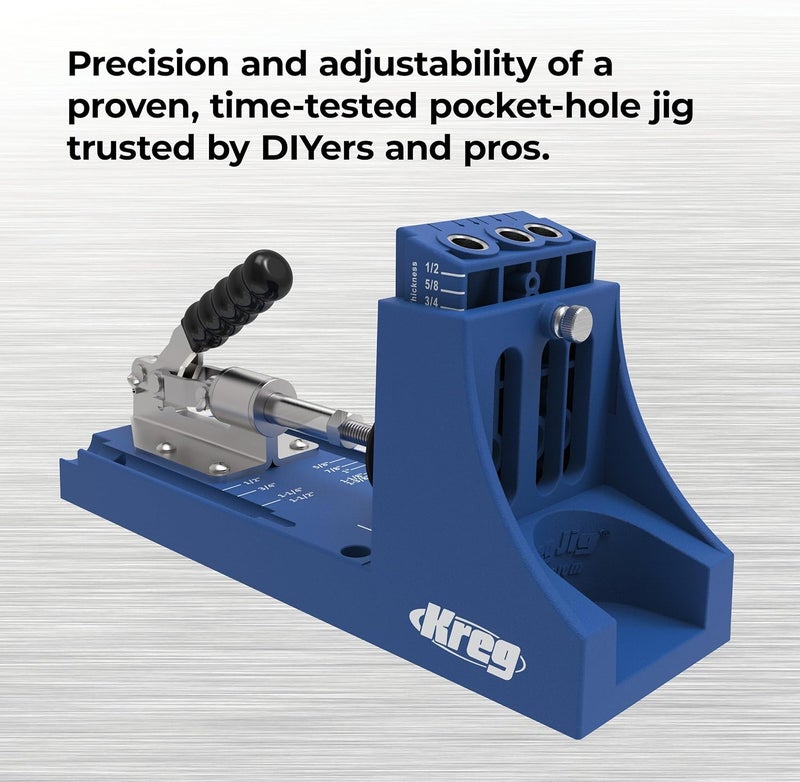 Kreg K4 Pocket Hole Jig - Adjustable, Versatile Jig for Strong Joints - Create Perfect, Rock-Solid Joints - Easily Adjustable Drill Guides - For Materials 1/2" to 1 1/2" Thick - Image 2