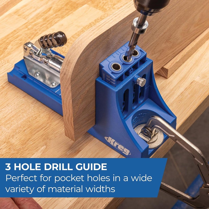 Kreg K4 Pocket Hole Jig - Adjustable, Versatile Jig for Strong Joints - Create Perfect, Rock-Solid Joints - Easily Adjustable Drill Guides - For Materials 1/2" to 1 1/2" Thick - Image 5