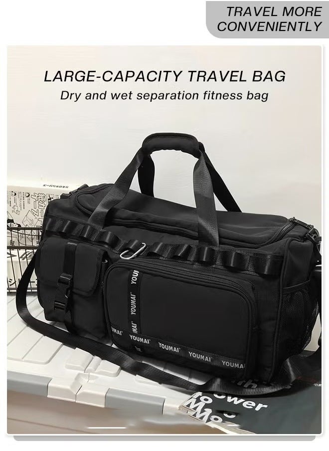 Canway - Large-Capacity Travel Bag Men's Short-Distance Luggage Backpack College Students Boarding Backpack Dry and Wet Separation Fitness Bag - Image 1